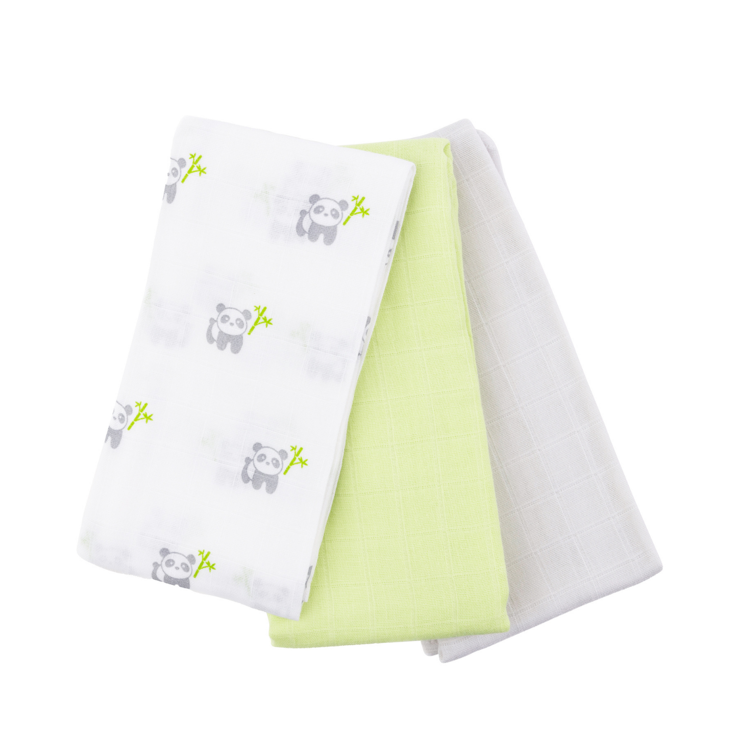 Kiki and Sebby PANDA Bamboo Cotton Muslin Squares – 3 pack