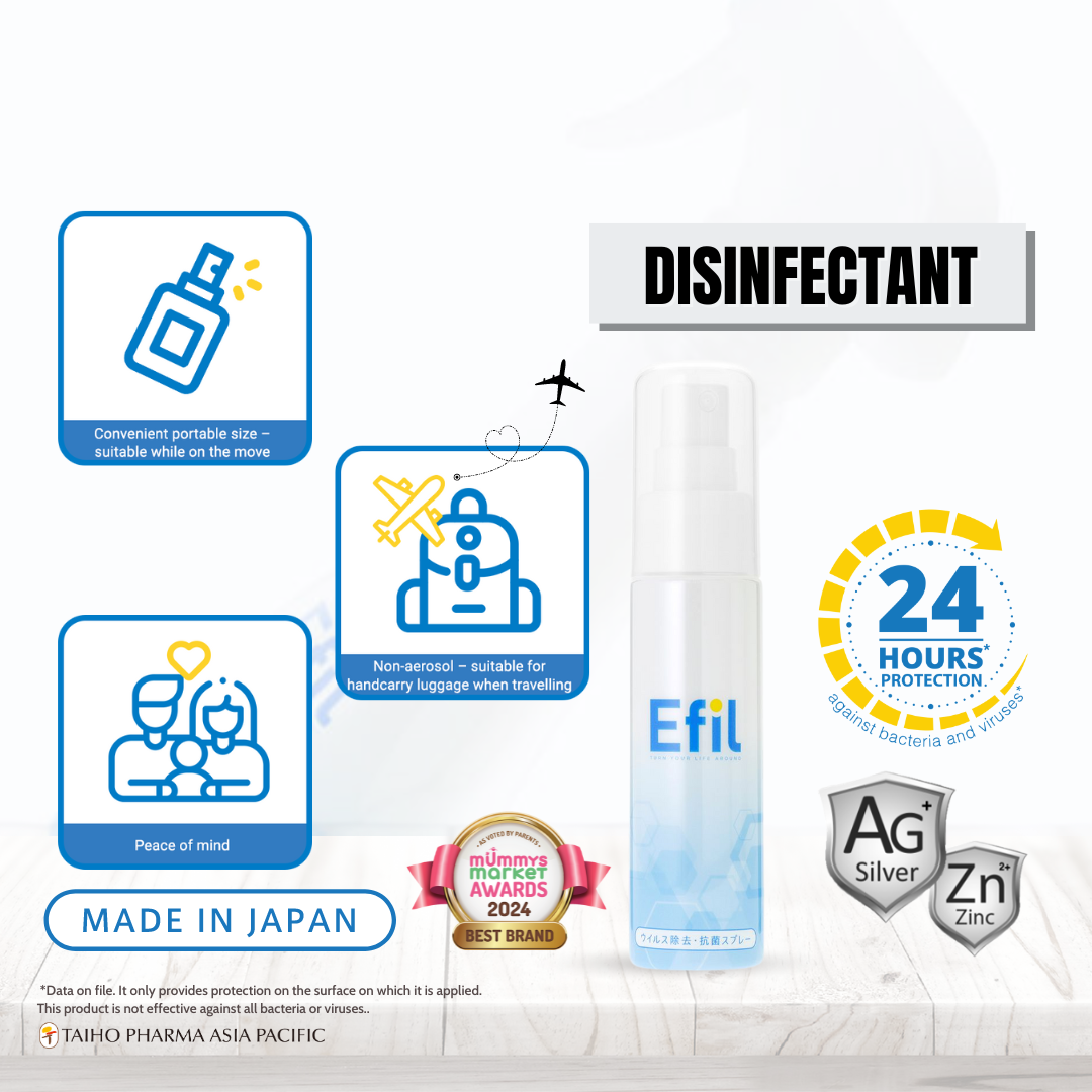 Efil Disinfectant Spray 50ml / 300ml - 24 Hours Barrier Protection Against Bacteria and Viruses