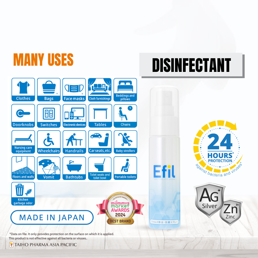 Efil Disinfectant Spray 50ml / 300ml - 24 Hours Barrier Protection Against Bacteria and Viruses