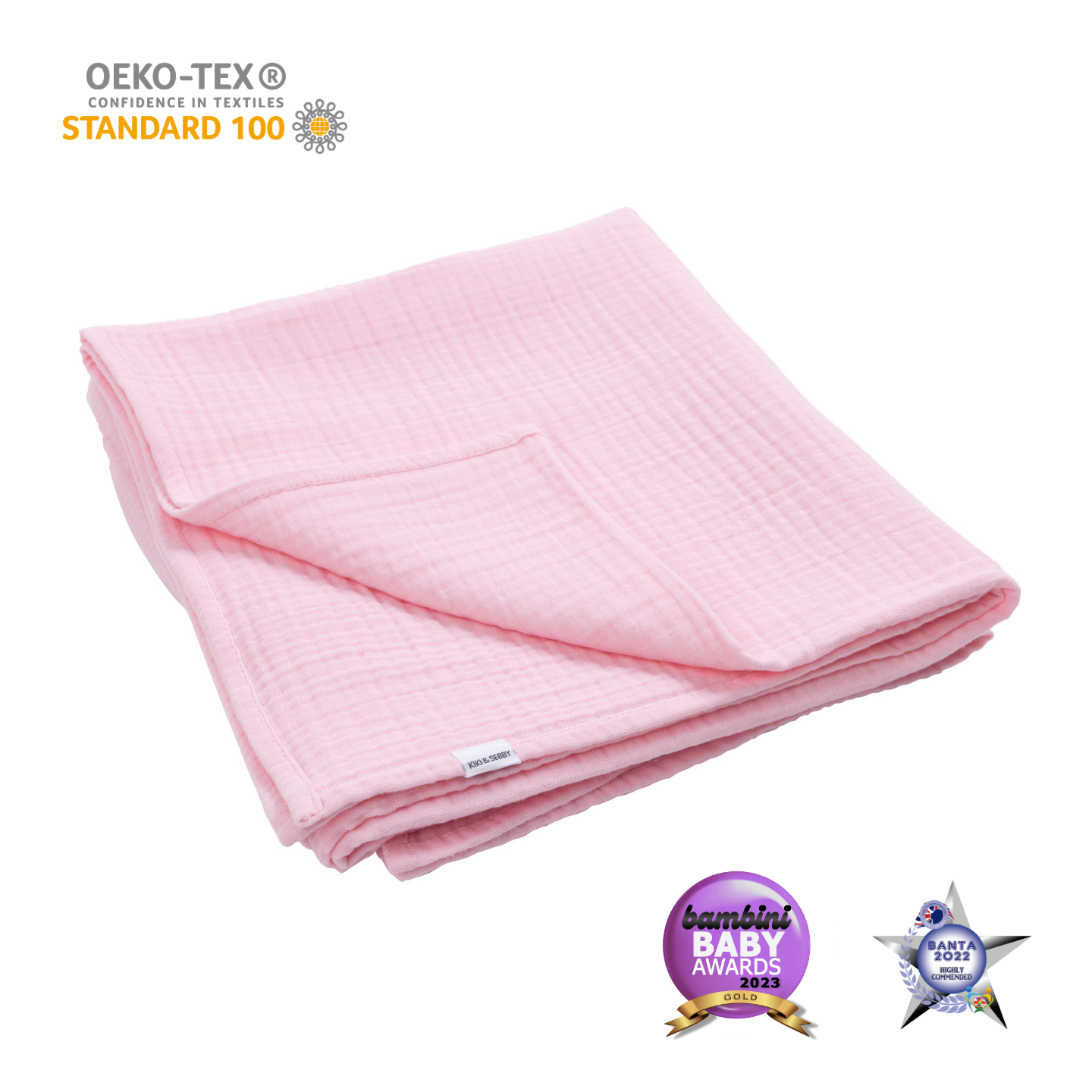 KIKI & SEBBY PINK 100% Cotton Muslin Blanket