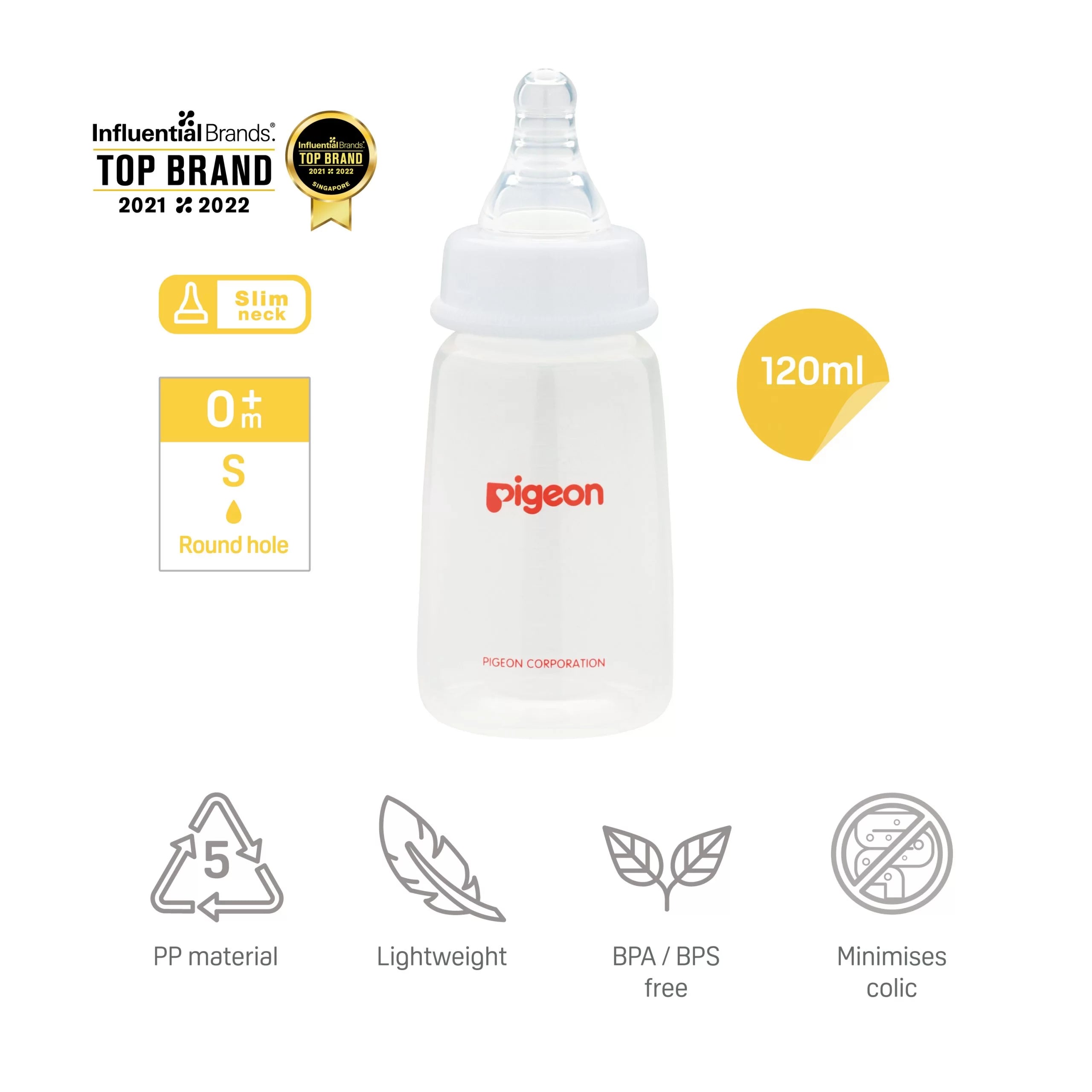 Pigeon Flexible Slim Neck Nursing Bottle PP 120ml x3