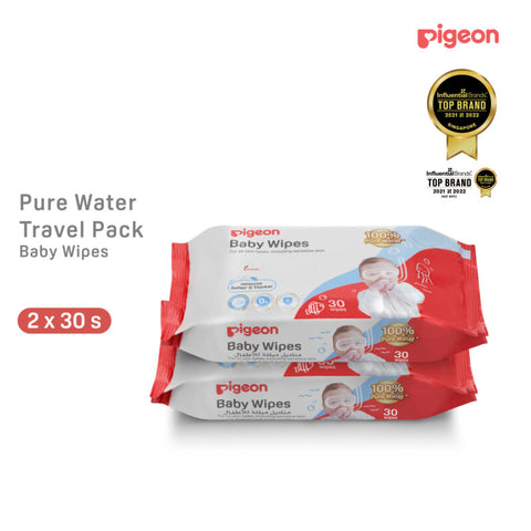 Pigeon 100% Pure Water Baby Wipes 30 Sheets 2 in 1 x6
