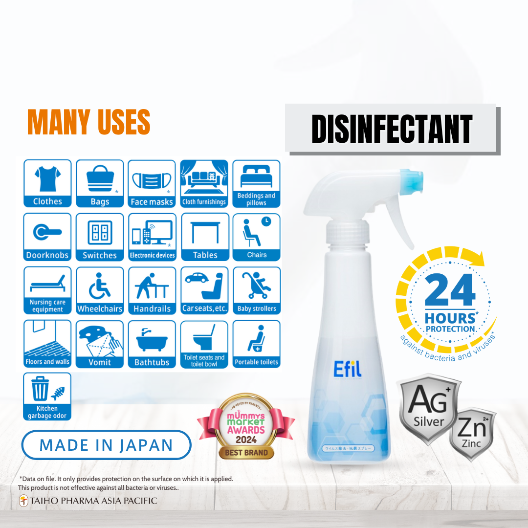 Efil Disinfectant Spray 50ml / 300ml - 24 Hours Barrier Protection Against Bacteria and Viruses