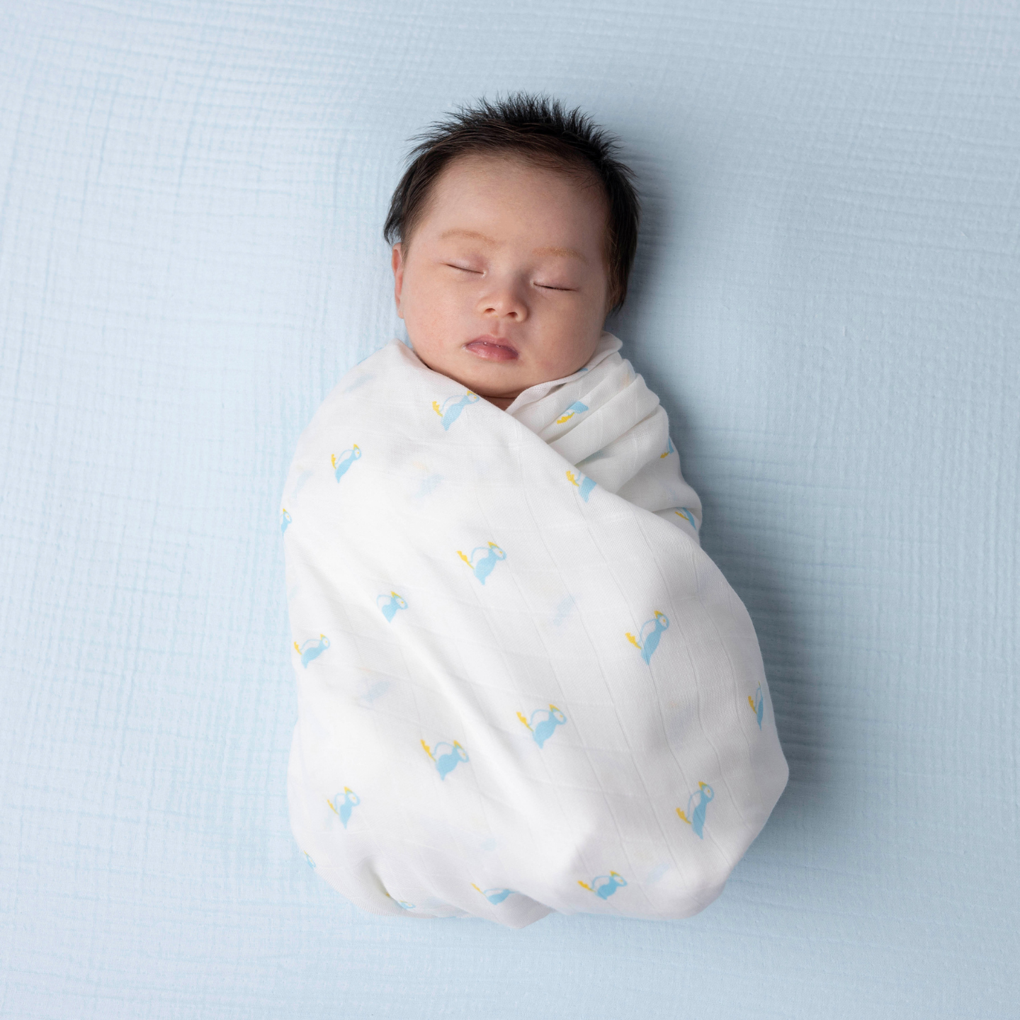 Kiki and Sebby PUFFIN Bamboo Cotton Muslin Swaddle Blankets – 2 pack