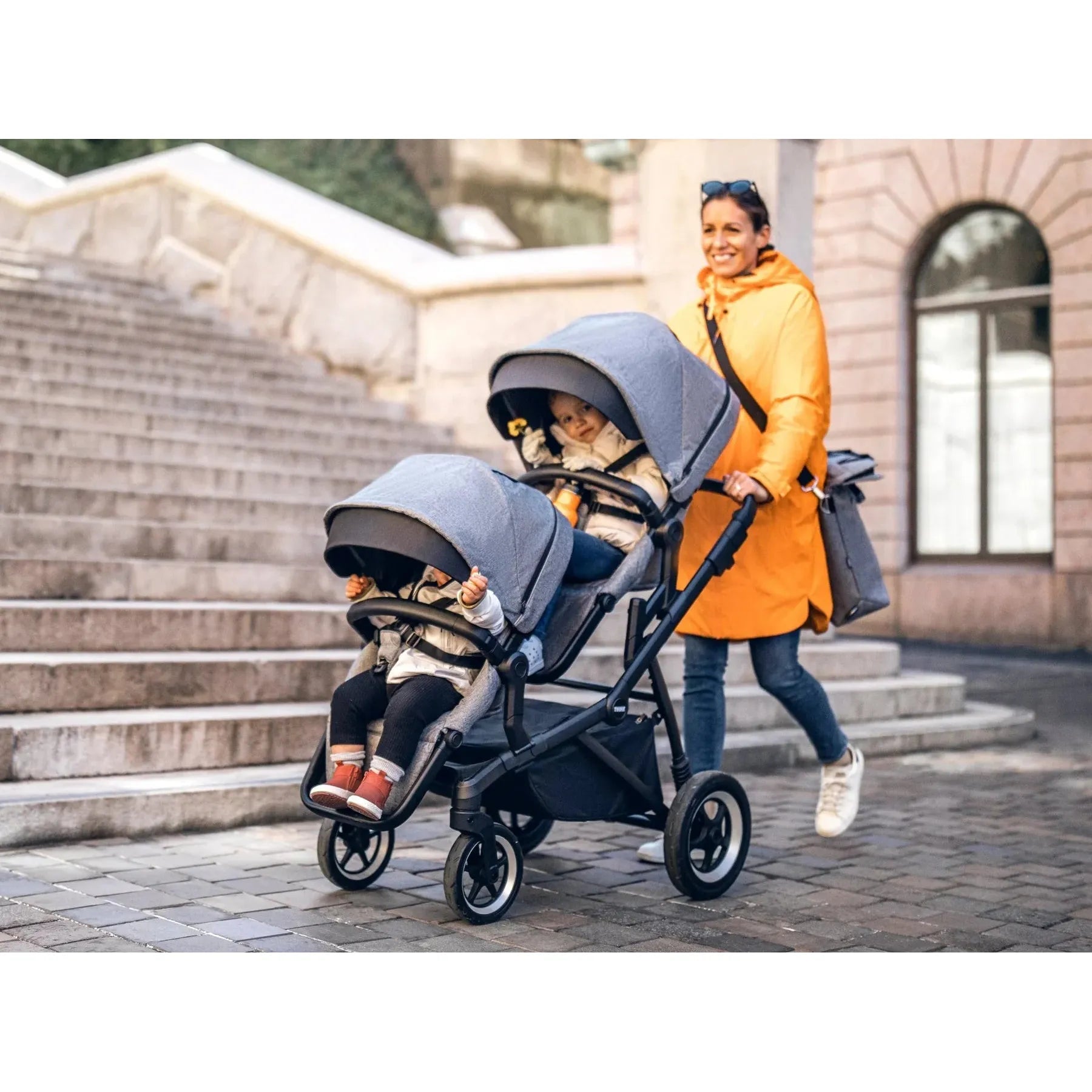 Thule Sleek: Convertible Single-to-Double Urban Stroller + Sibling Seat