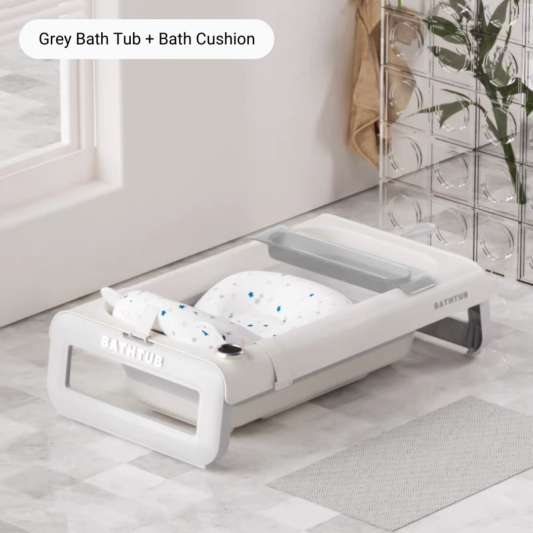 Lucky Baby Foldable Bath Tub with Thermometer, Bath Cushion