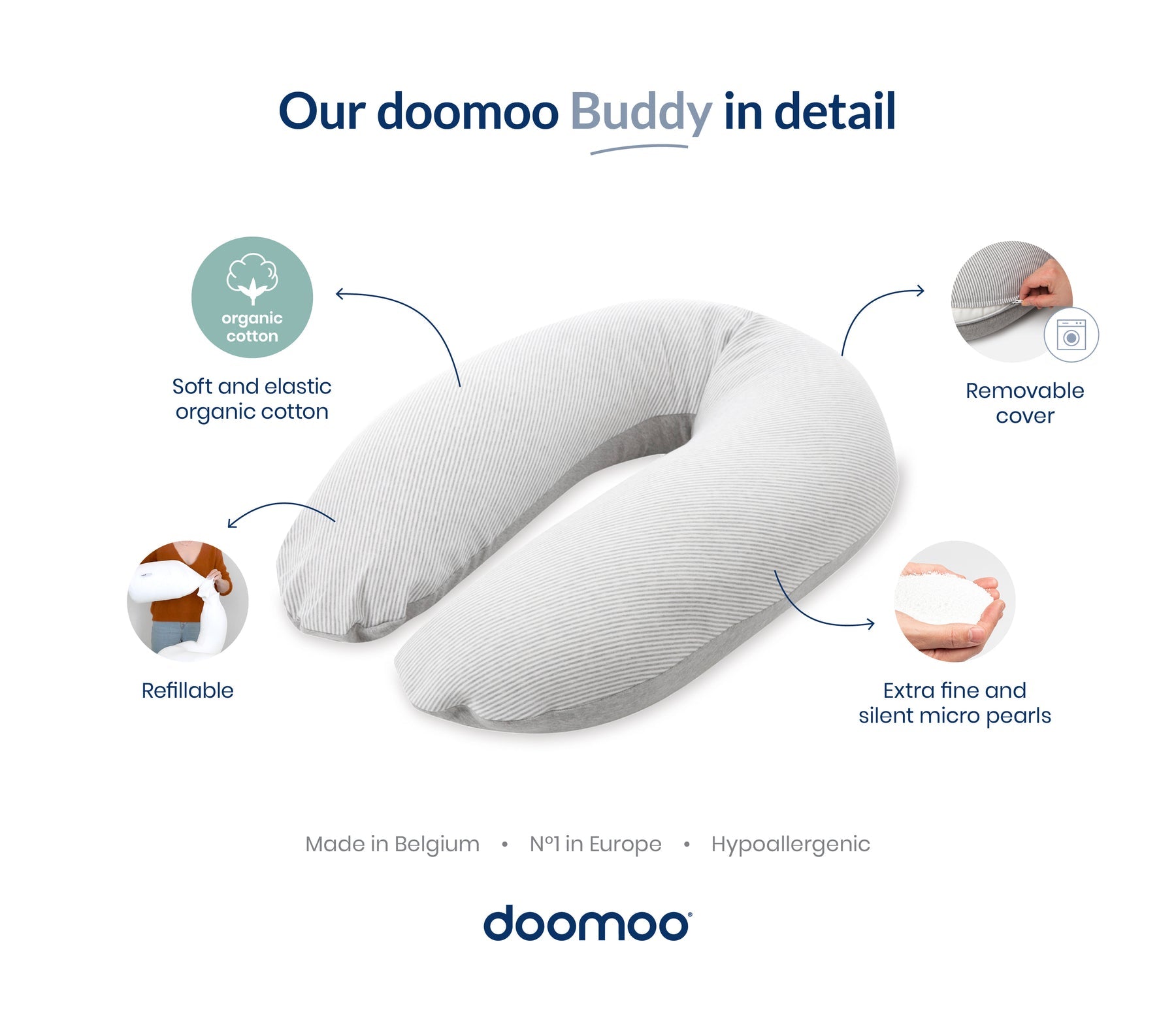 Doomoo Buddy: Organic Cotton Multi-functional Cushion (Sleeping, Nursing, Lounging) PRE-ORDER (ARRIVING MID OF MAY)