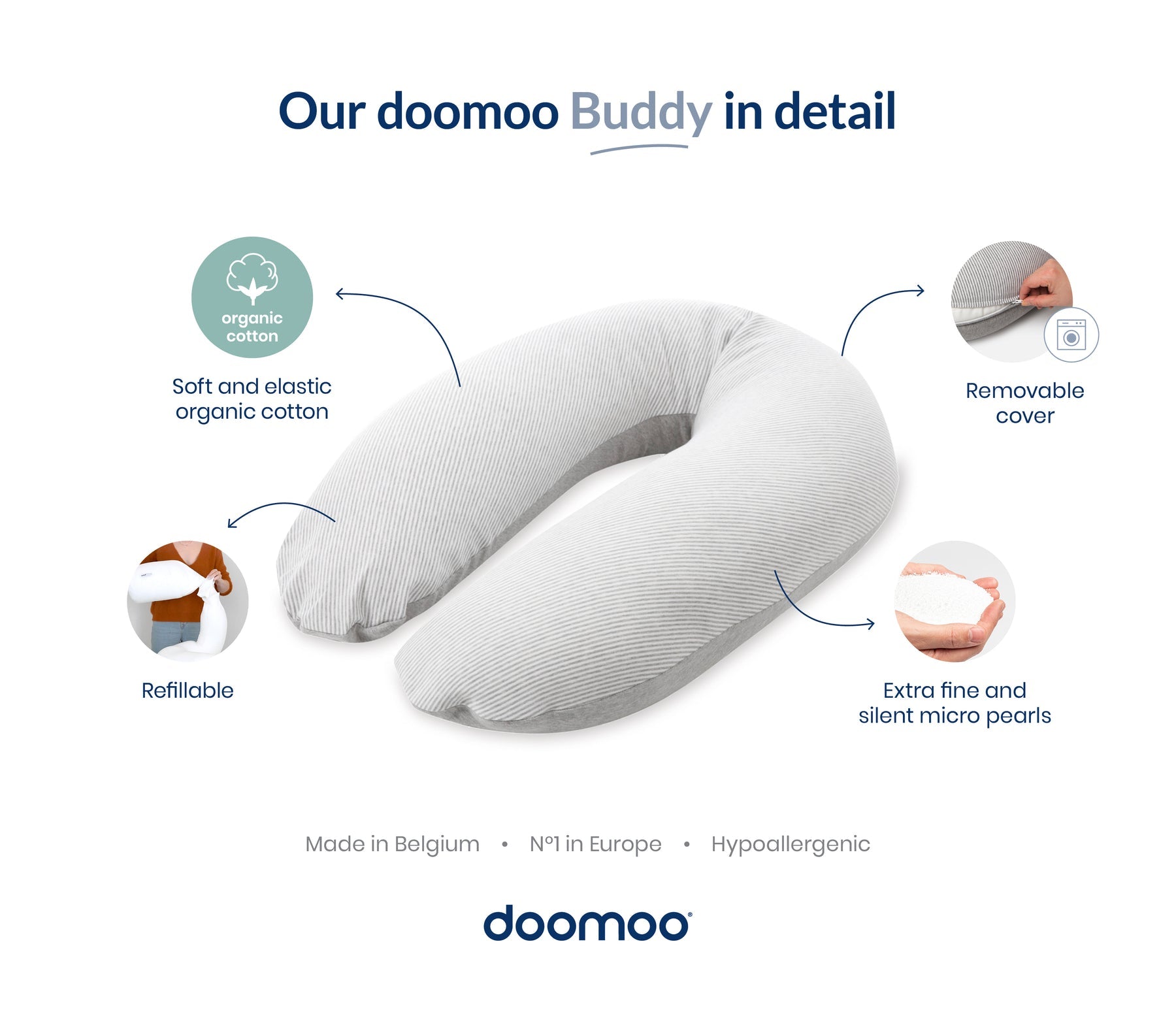 Doomoo Buddy: Organic Cotton Multi-functional Cushion (Sleeping, Nursing, Lounging)