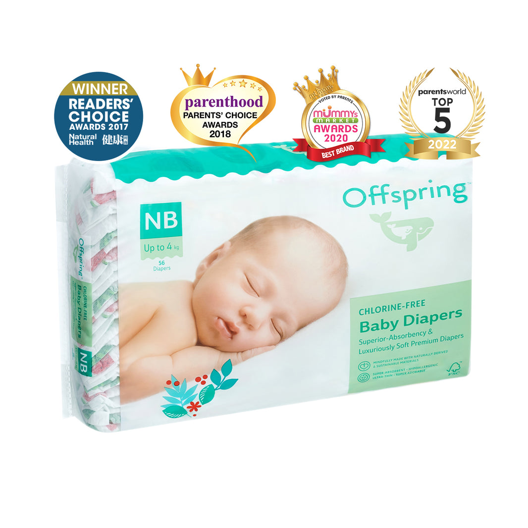 Offspring Fashion Newborn Diapers (1 carton - 4 packets) - Random Designs