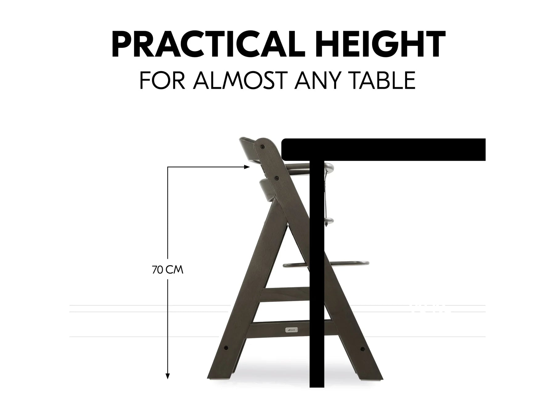 Hauck Alpha+ Trio: High Chair + Tray + Bouncer - Charcoal