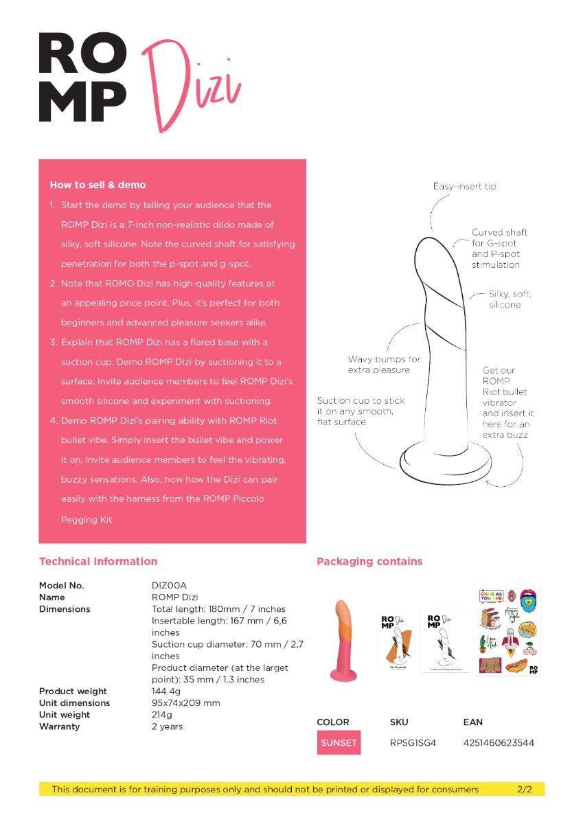 Romp Dizi Take A Ride 7" Harness Compatible Silicone Suction Cup Dildo