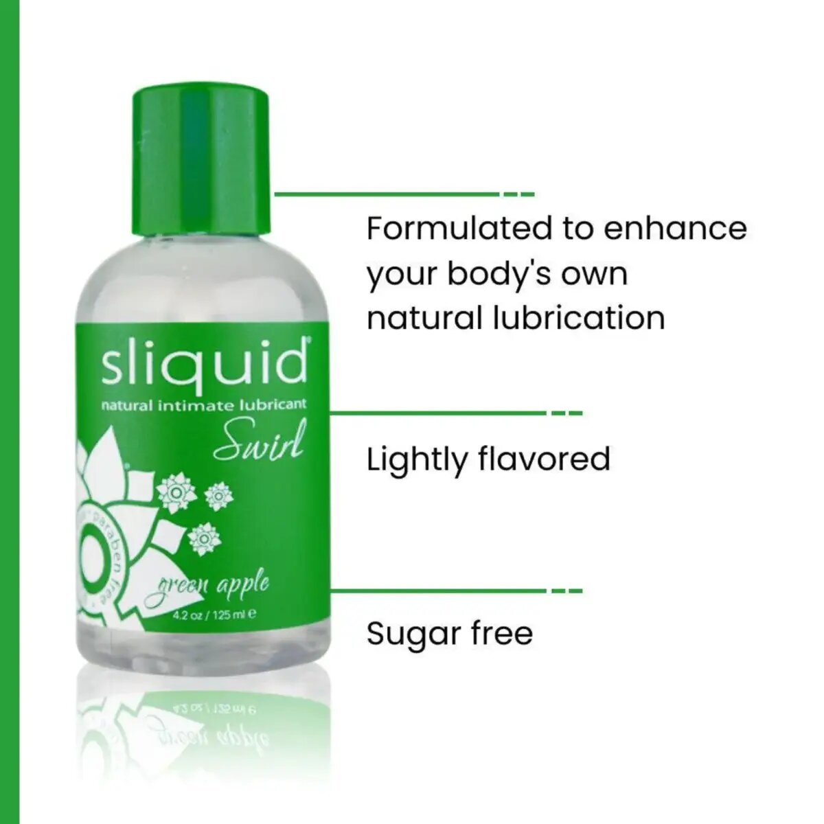 Sliquid Swirl Natural Intimate Water Based Lubricant Green Apple 4.2 oz
