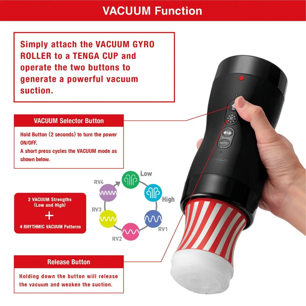 Tenga Vacuum Gyro Roller Rechargeable Male Masturbator + Rolling Cup