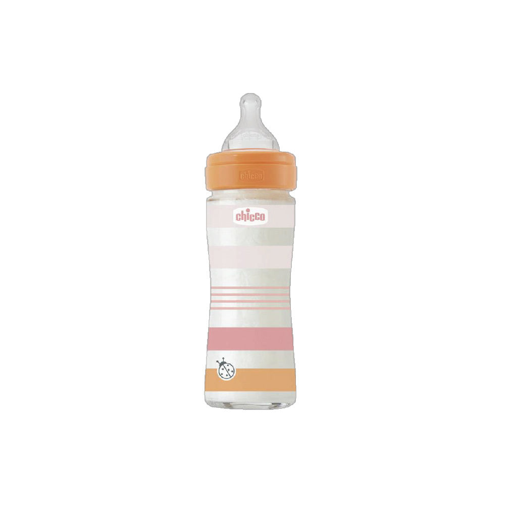 Chicco Well Being PP Glass Feeding Bottle 240ml - Orange