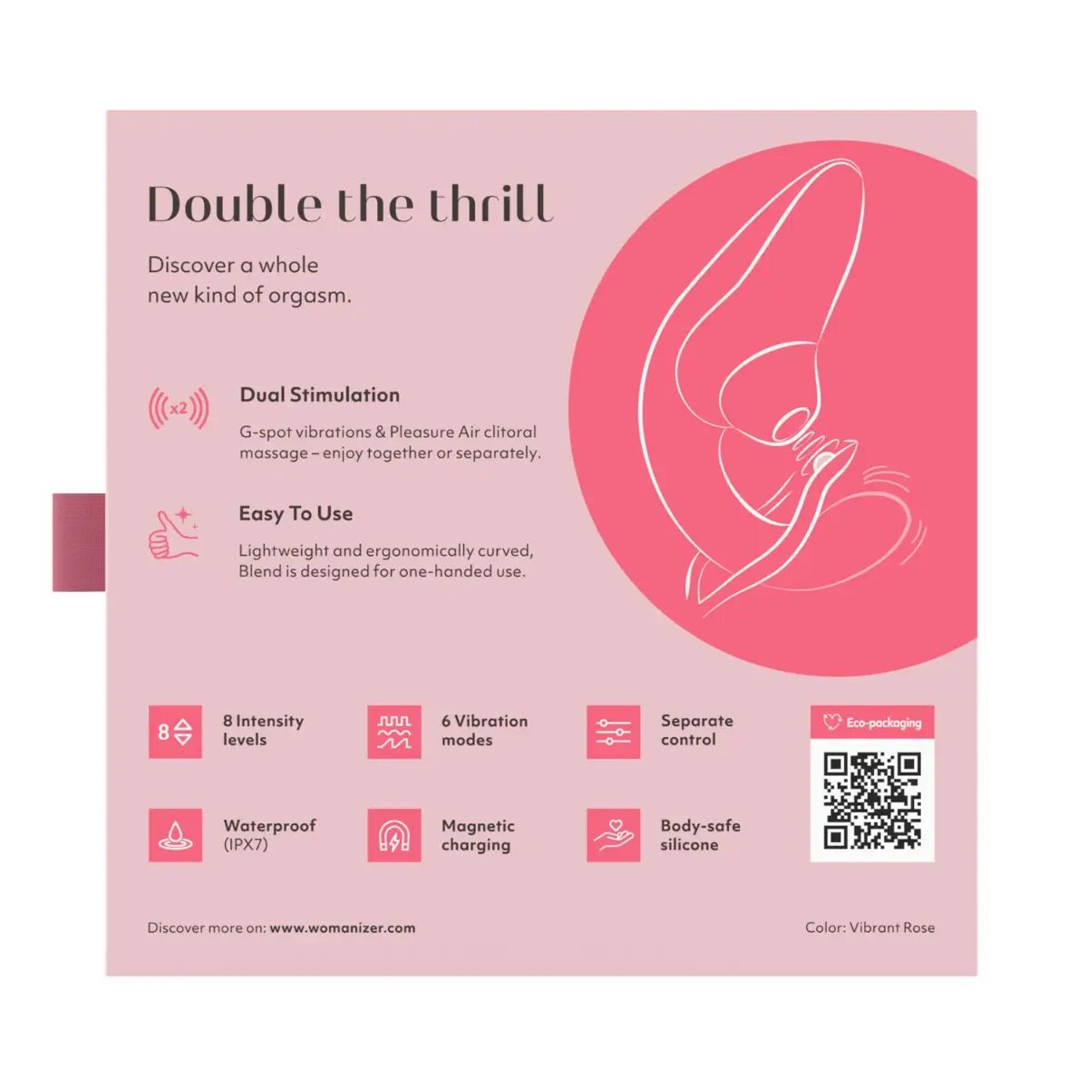Womanizer Blend Rabbit Vibrator With Pleasure Air Technology Vibrant - Rose