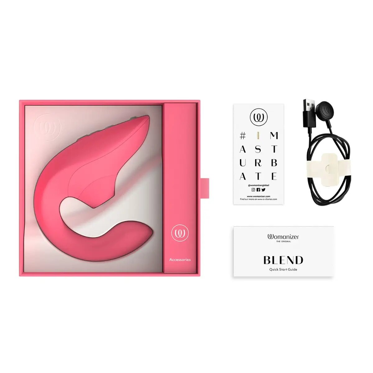 Womanizer Blend Rabbit Vibrator With Pleasure Air Technology Vibrant - Rose