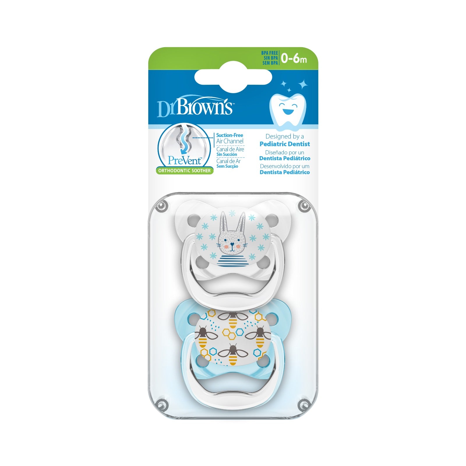 Dr. Brown’s Prevent Shield Pacifier Twin Pack (Assorted Designs)