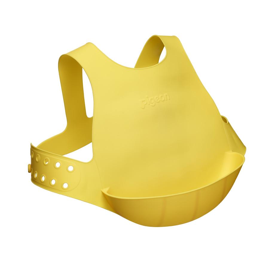 Pigeon Silicone Baby Bib - Yellow | Little Baby.