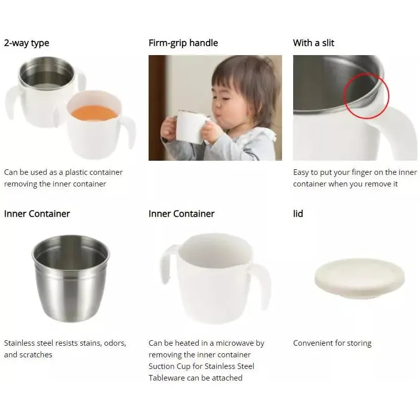 Richell TLI Stainless Steel Two Handle Cup