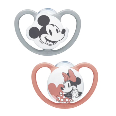NUK Mickey SPACE Silicone Soother Twin Pack (Assorted Designs)