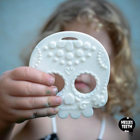 Helles Teeth Sugar Skull Teether (White) | Little Baby.