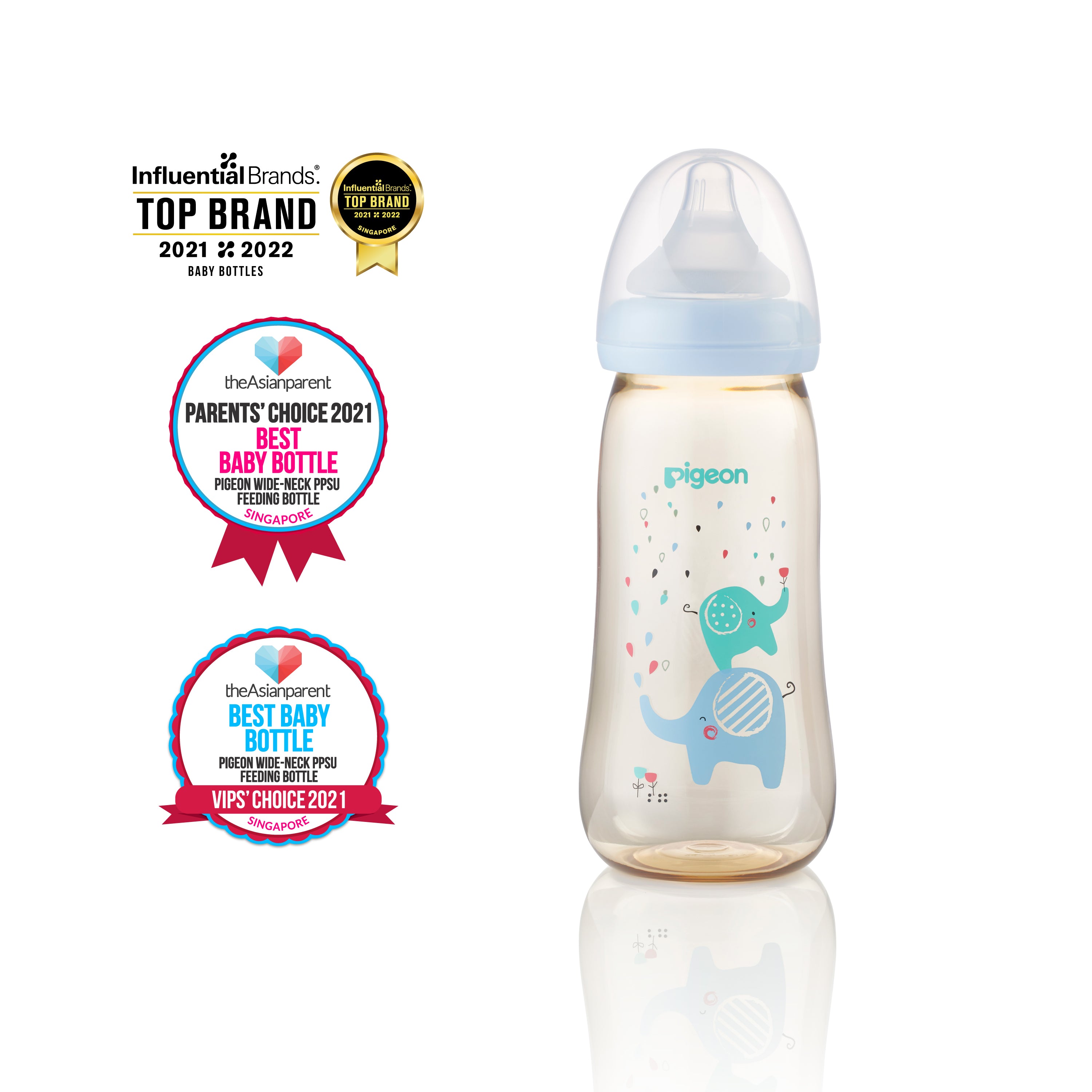 Pigeon SofTouch PPSU Nursing Bottle - 330ml (Blue Elephant)