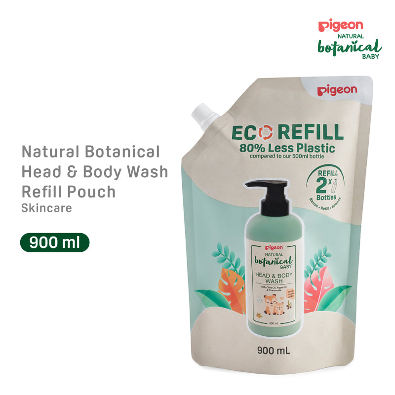 Pigeon Natural Botanical Baby 2 in 1 Head & Body Wash Refill 900ml x2