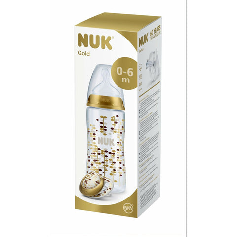 NUK Gold Limited Edition Set First Choice Plus Baby Bottle with Genius Soother