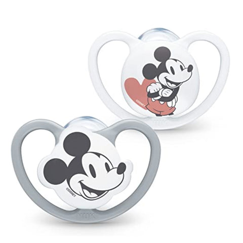 NUK Mickey SPACE Silicone Soother Twin Pack (Assorted Designs)