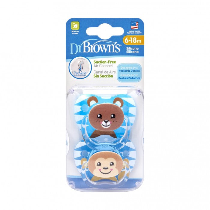 Dr. Brown’s Prevent Printed Shield Pacifier Twin Pack (Assorted Designs)