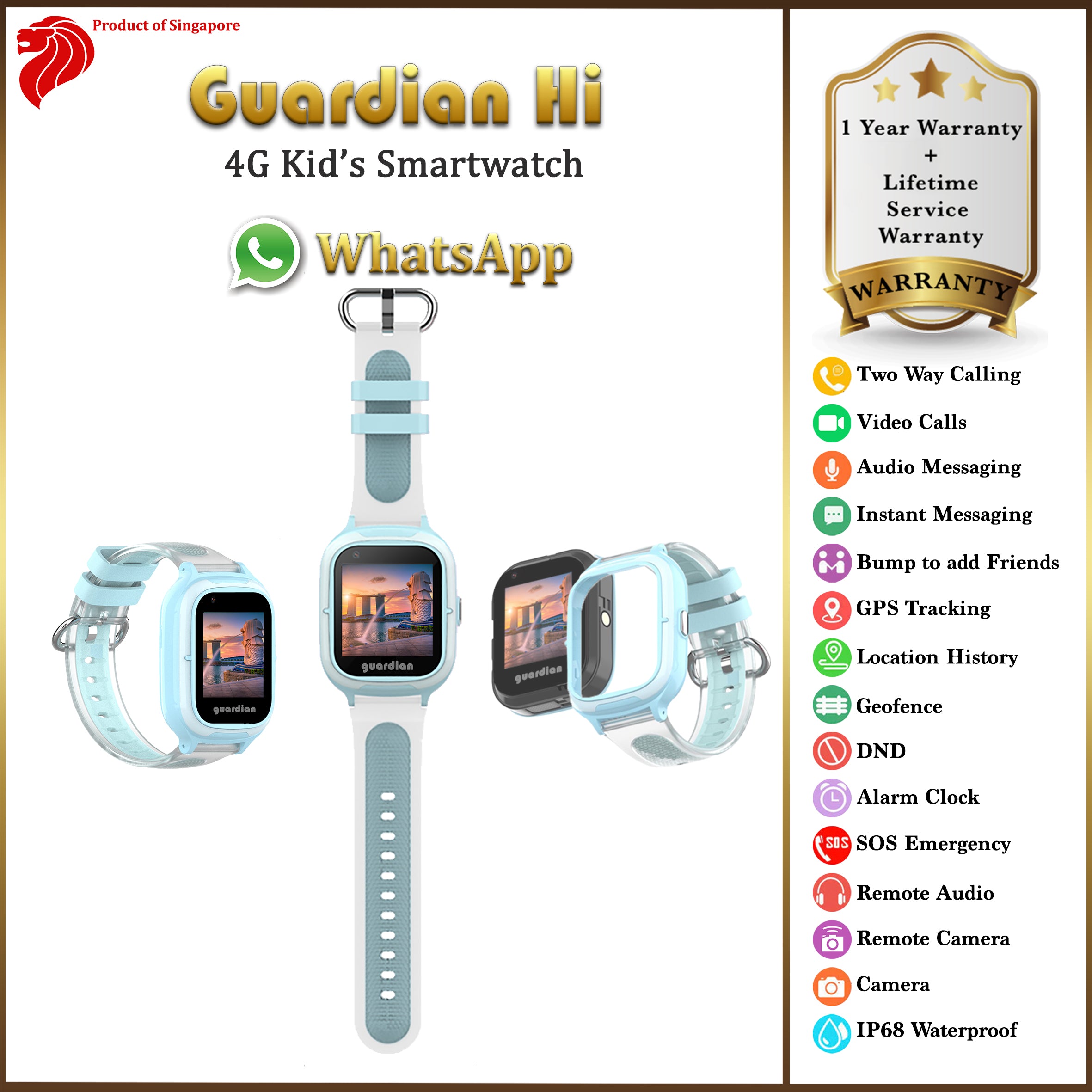 Guardian Hi 4G Kids Smartwatch - Blue | Little Baby.