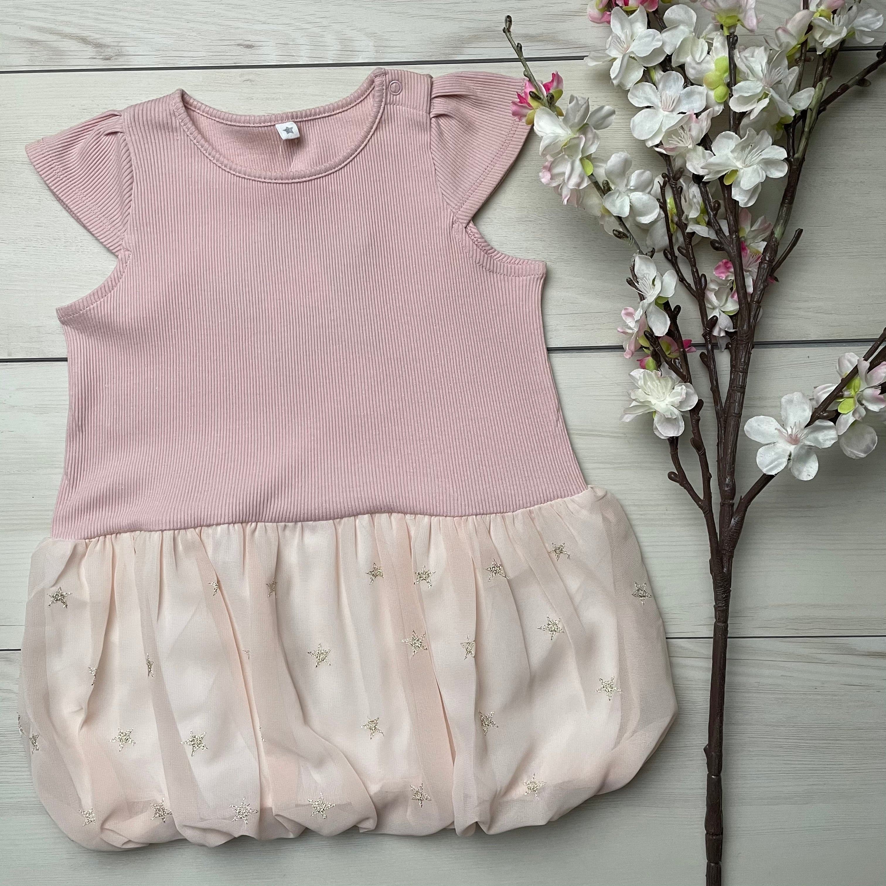 10mois (Dimowa) Star Chiffon Balloon One Piece Pink | Little Baby.