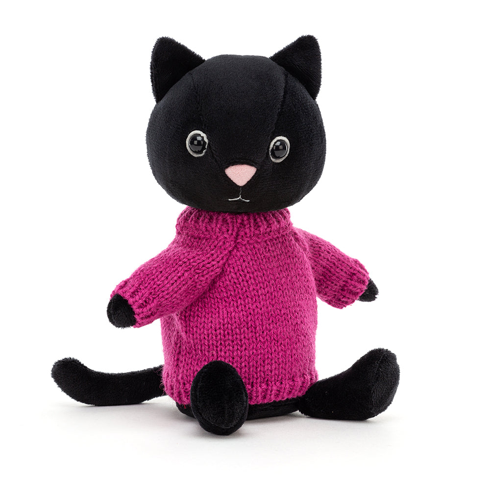 JellyCat Knitten Kitten Fuschia - H22cm | Little Baby.