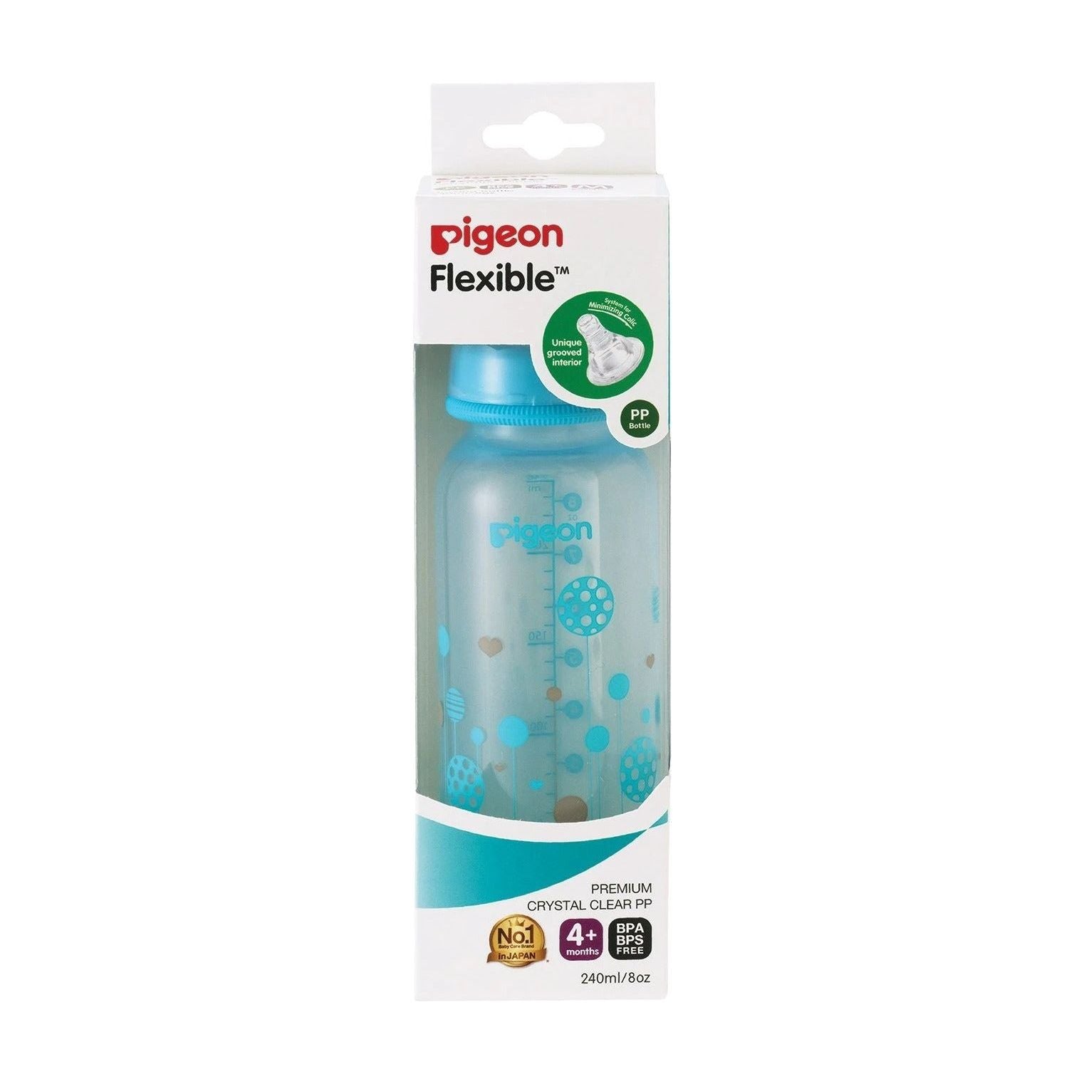 Pigeon Flexible Peristaltic Nipple Clear RPP 240ml-M-Blue | Little Baby.