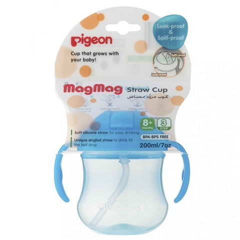 Pigeon MagMag Straw Cup (for 8 months onwards) Sky Blue | Little Baby.
