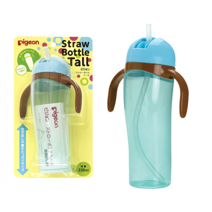 Pigeon Straw Bottle Tall - Blue | Little Baby.