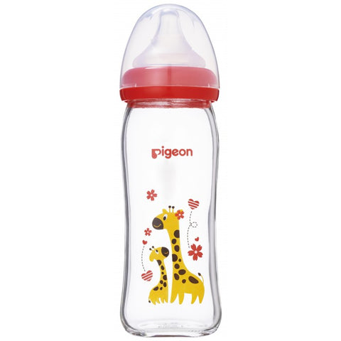 Pigeon Wide-Neck Softouch Glass Peristaltic Plus Nursing Bottle - 240ml (Giraffe) | Little Baby.
