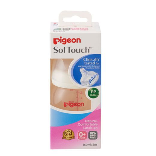 Pigeon Wide-Neck Softouch Peristaltic Plus Nursering Bottle - 160ml | Little Baby.