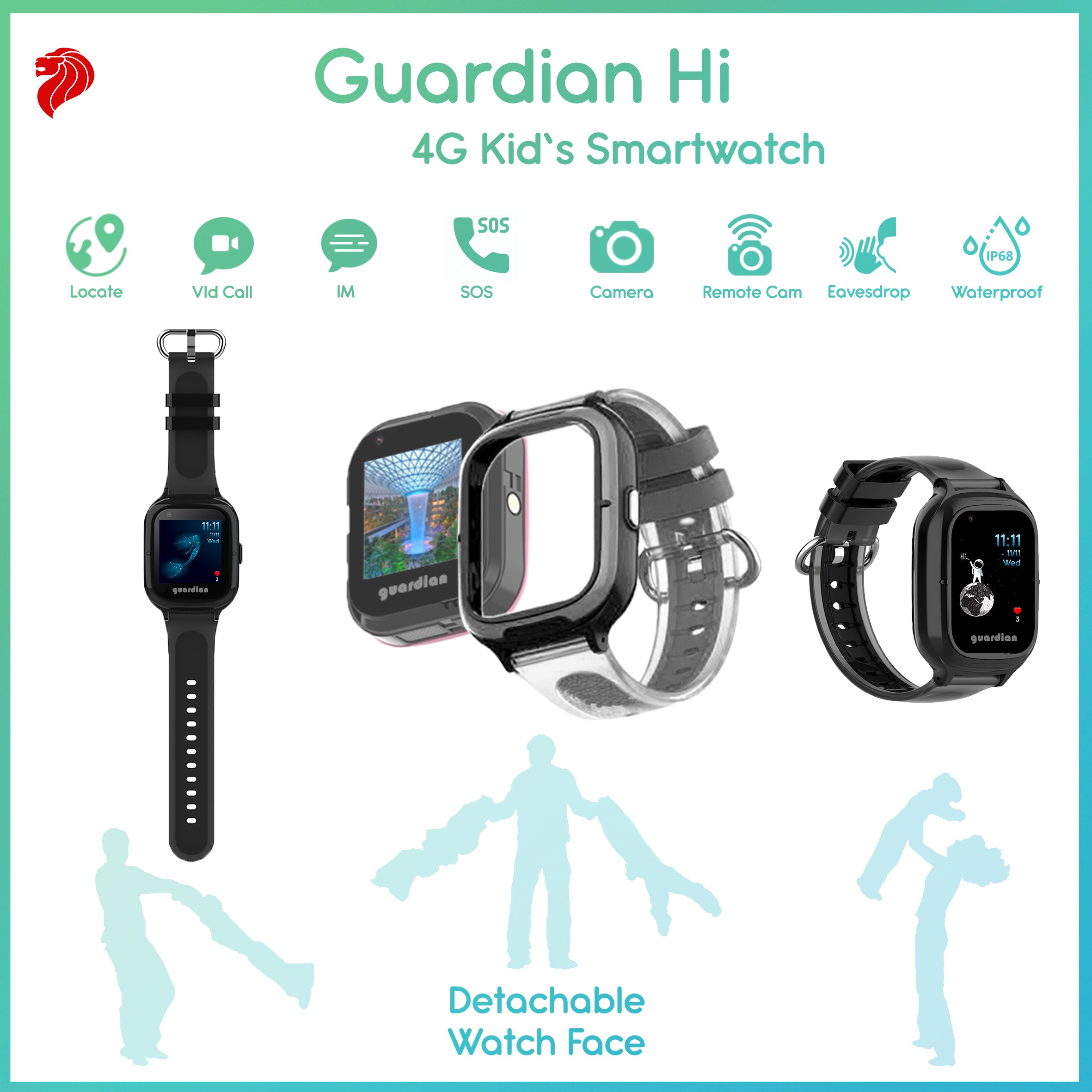 Guardian Hi 4G Kids Smartwatch - Black | Little Baby.