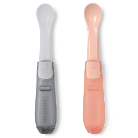 Skip Hop Easy-Fold Travel Spoons - Grey/Soft Coral | Little Baby.
