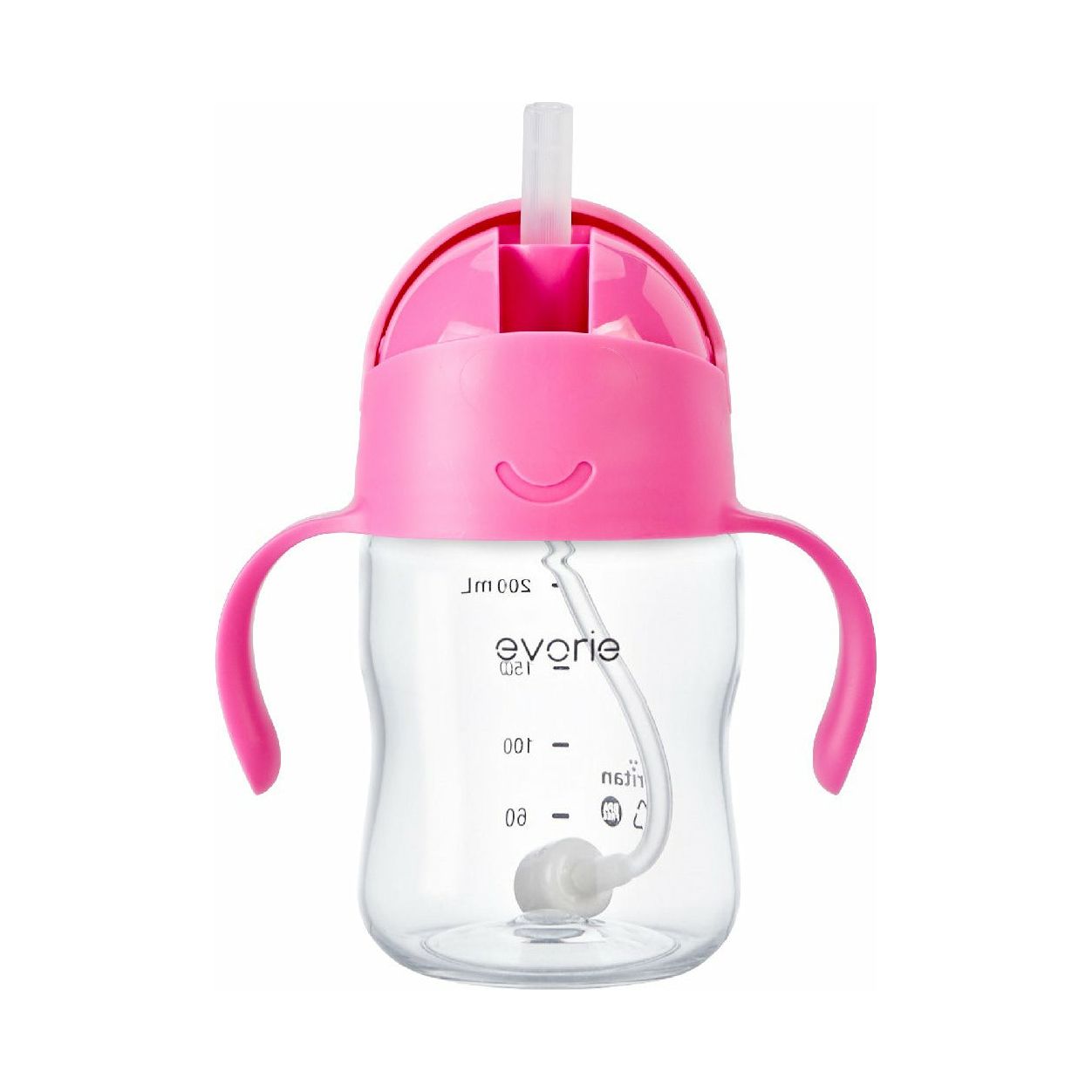 Evorie Tritan Gravity Straw 360 Sippy Cup Water Bottle 200ml, Strawberry