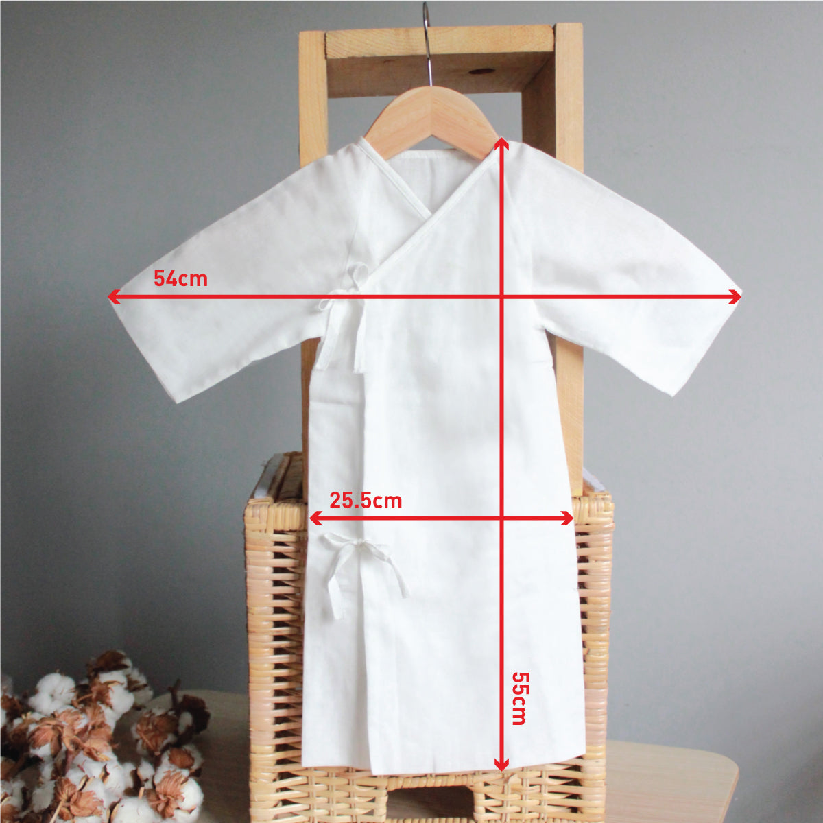 Suzuran Baby Gauze Undershirt (Long) 2 pcs | Little Baby.