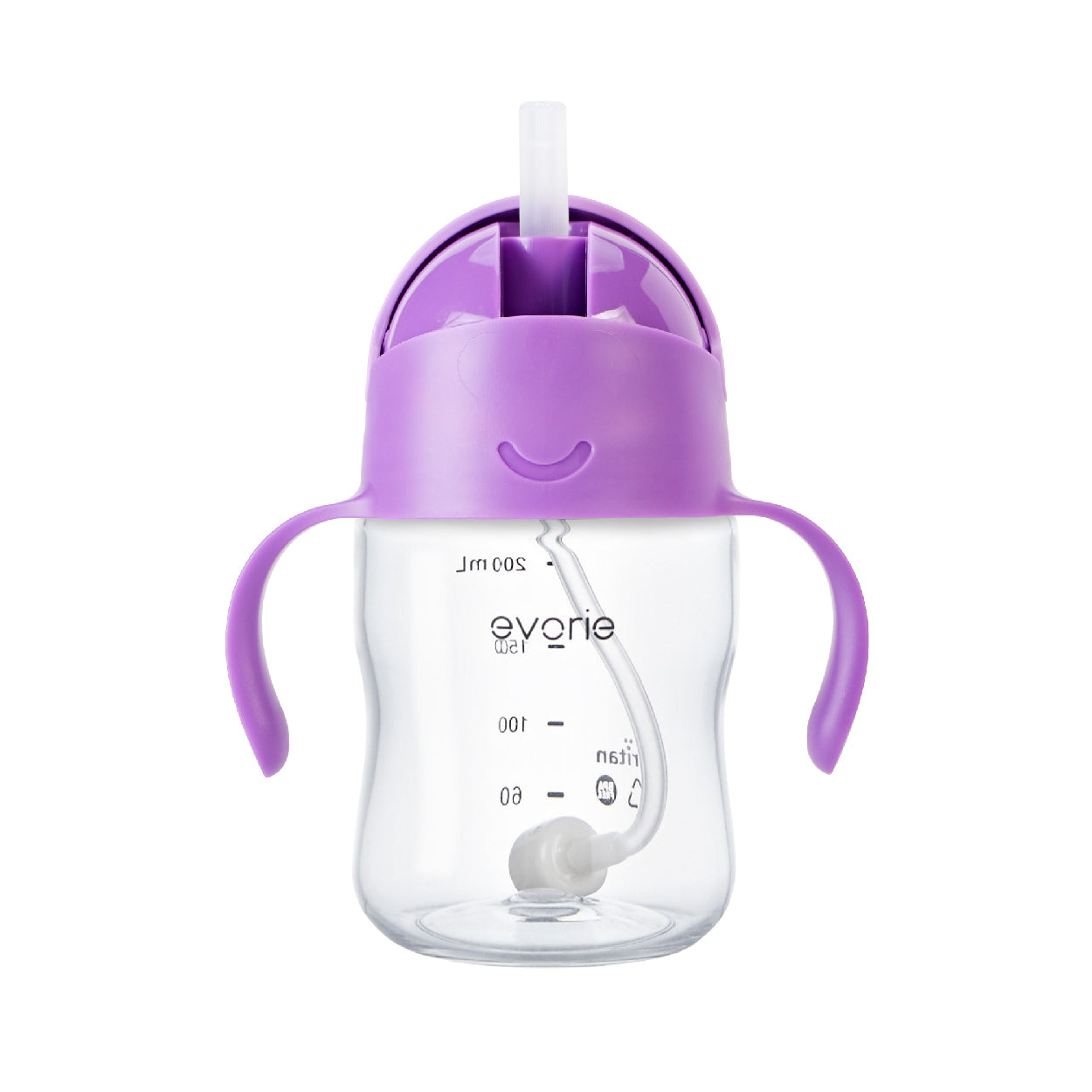 Evorie Tritan Gravity Straw 360 Sippy Cup Water Bottle 200ml, Ube