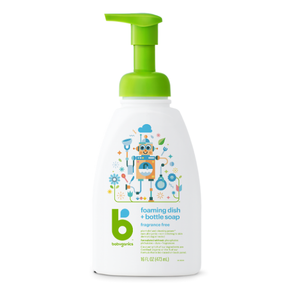 Babyganics Foaming Dish & Bottle Soap, Fragrance Free - 473ml | Little Baby.