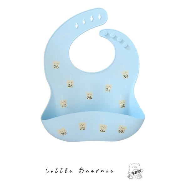 Little Bearnie Silicone Bib - Boba (Blue) | Little Baby.