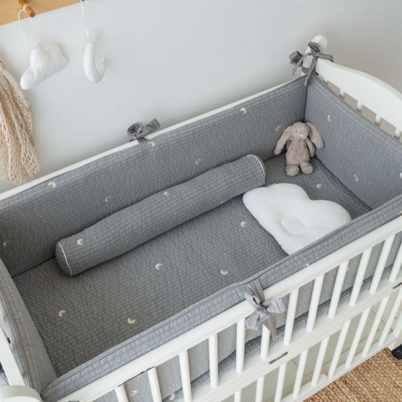 Little kBaby Baby Cot Breathable Premium Cotton Bumper Guard only - Grey