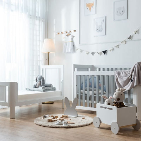 Little kBaby Convertible Baby Cot - White / Grey (w/ Free Gifts)
