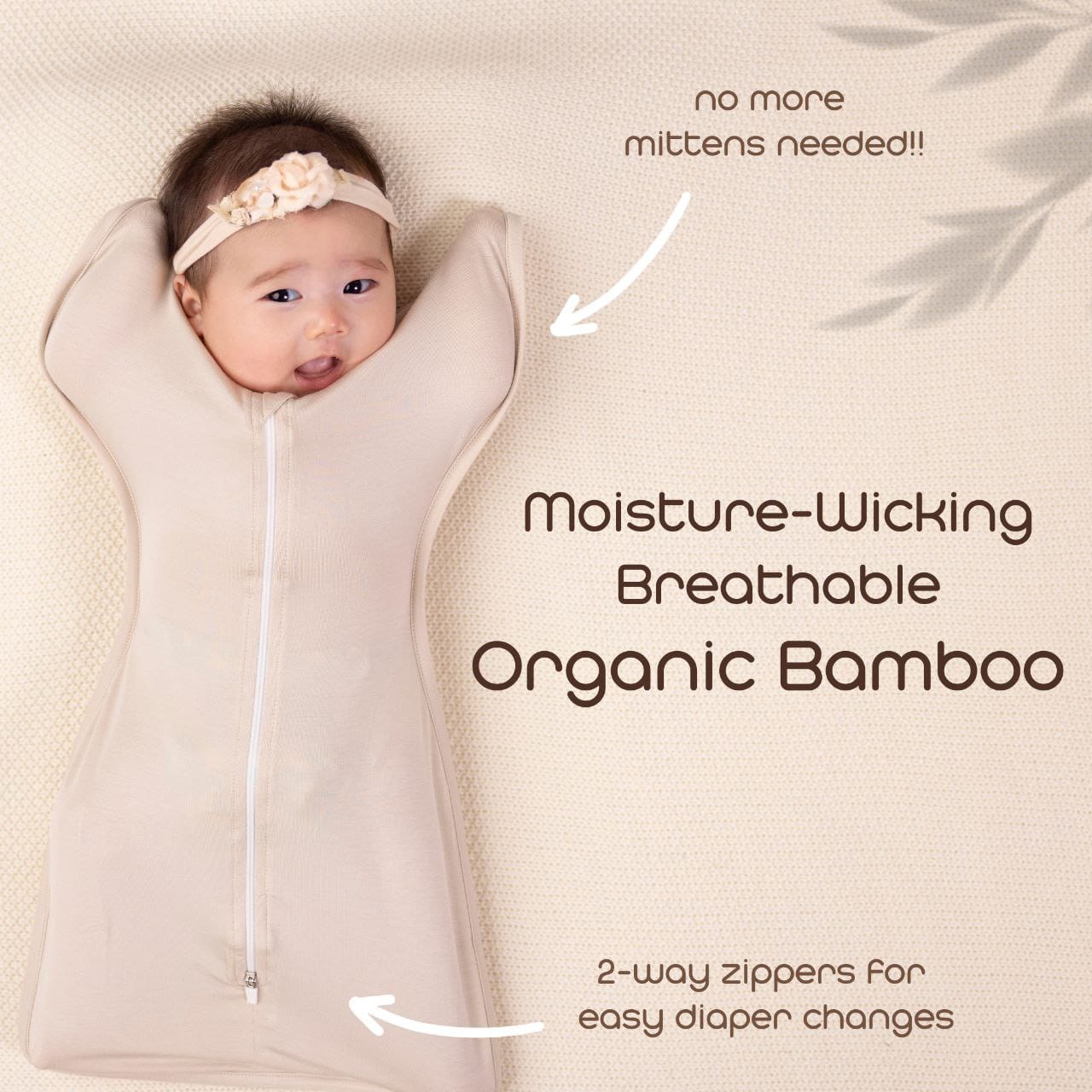 Elly Milley Signature Organic Bamboo Zip Baby Swaddle, Baby Sleeping Bag