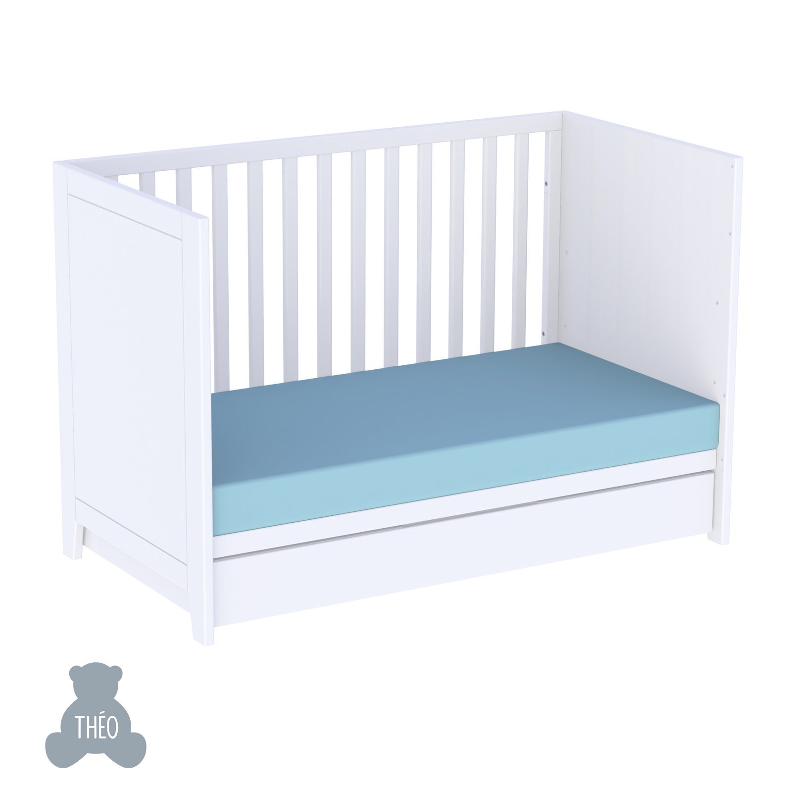 THEO Bed Lili 60 x 120 cm Multi Evolutif x 4 - Neige | Little Baby.