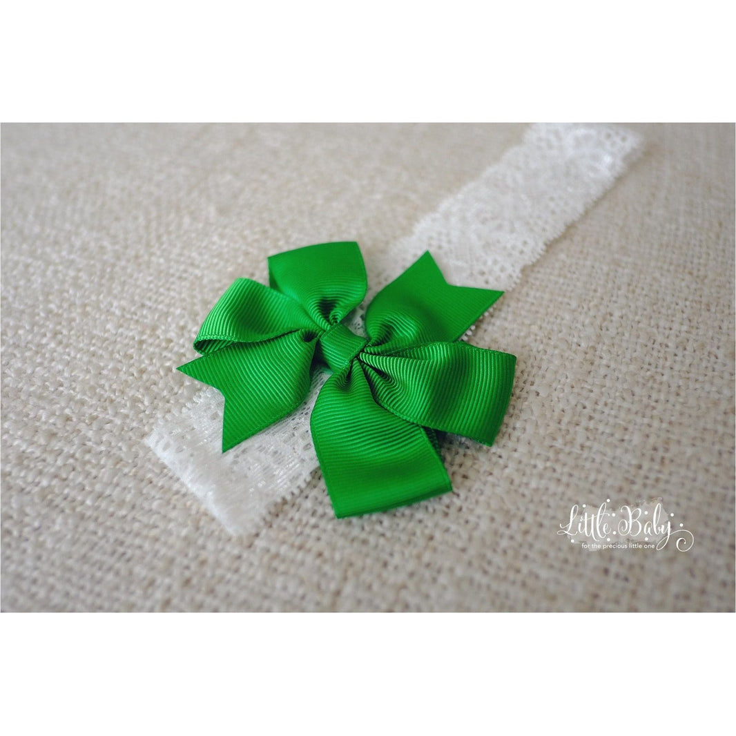 Little Em's Headband A6- Green On White | Little Baby.